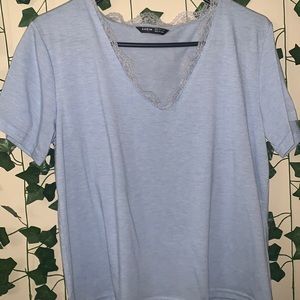 Shein blue lace shirt